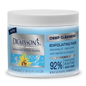 Dickinson's Enhanced Witch Hazel Extra Strength Deep Cleansing Exfoliating Pads, 60CT