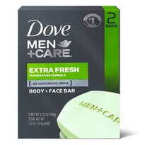 Dove Men+Care More Moisturizing Than Bar Soap Extra Fresh 3 in 1 Bar for Body, Face, and Shaving to Clean and Hydrate Skin, 3.75 OZ