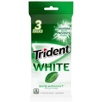 Trident White Sugar Free Gum, Spearmint, 3 Pack