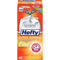 Hefty Ultra Strong Tall Kitchen Drawstring Trash Bags, 13 Gallon, 40 CT