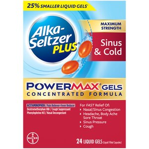 Alka-Seltzer Plus Maximum Strength PowerMax Sinus & Cold Liquid Gels, 24ct