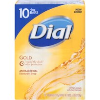 Dial Antibacterial Deodorant Bar Soap, Gold, 4 OZ, 10 Bars