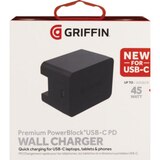 Griffin PowerBlock USB-C PD 18W Wall Charger - Black (North America). Lifetime Warranty., thumbnail image 1 of 1