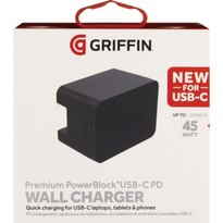 Griffin PowerBlock USB-C PD 18W Wall Charger - Black (North America). Lifetime Warranty.