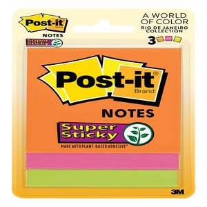 Post-It Notes Super Sticky 3x3" 3x45 Sheets/390 Total 3Color