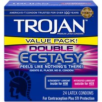 Trojan Double Ecstasy Premium Latex Condoms, 24CT