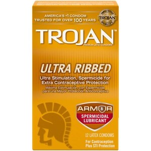 TROJAN RIB SPERMICIDAL 12CT CONDOM