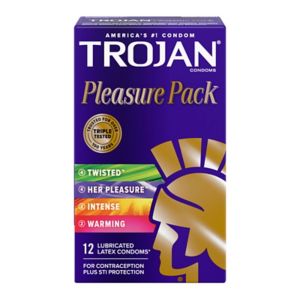 Trojan Pleasure Pack Condoms Lubricated Latex, 12 CT