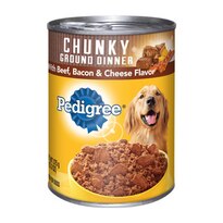 Pedigree Meaty Ground Dinner With Beef, Bacon & Cheese Canned Dog Food, 13.2 OZ