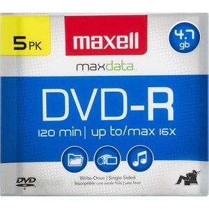 Maxell MacData DVD-R Recordable SnglSd Discs4.7GB 16X 120Min