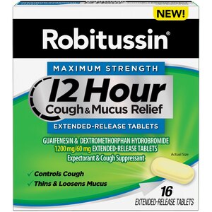  Robitussin Maximum Strength 12 Hour Cough & Mucus Relief; 16 count