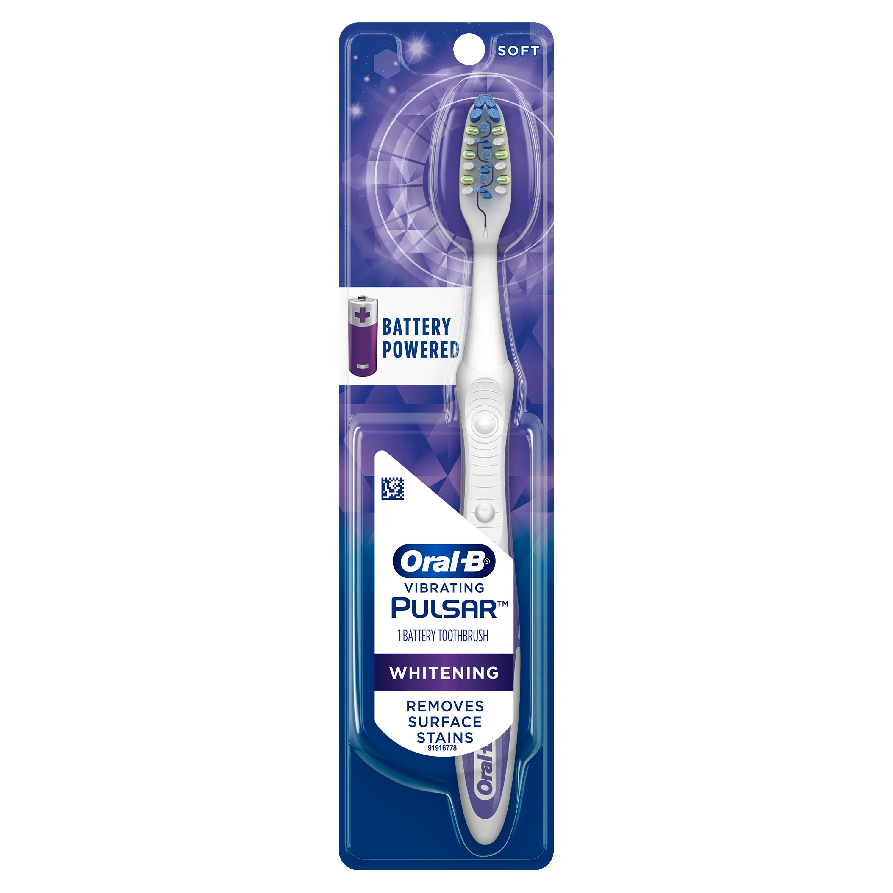 Oral-B Pulsar 3D White Luxe Battery Powered Toothbrush, Soft Bristles, 1 Count