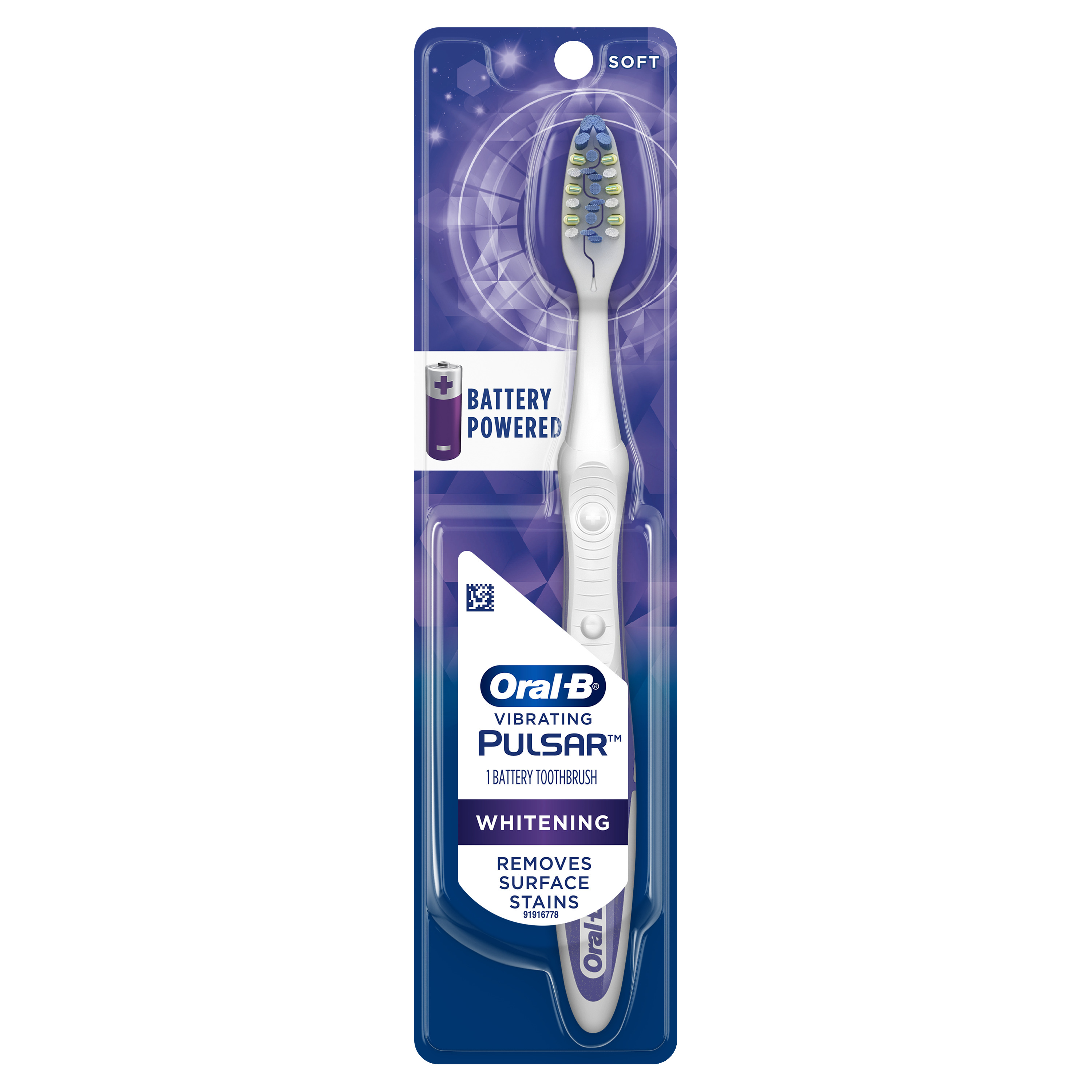 Oral-B Pulsar 3D White Luxe Battery Powered Toothbrush, Soft Bristles, 1 Count
