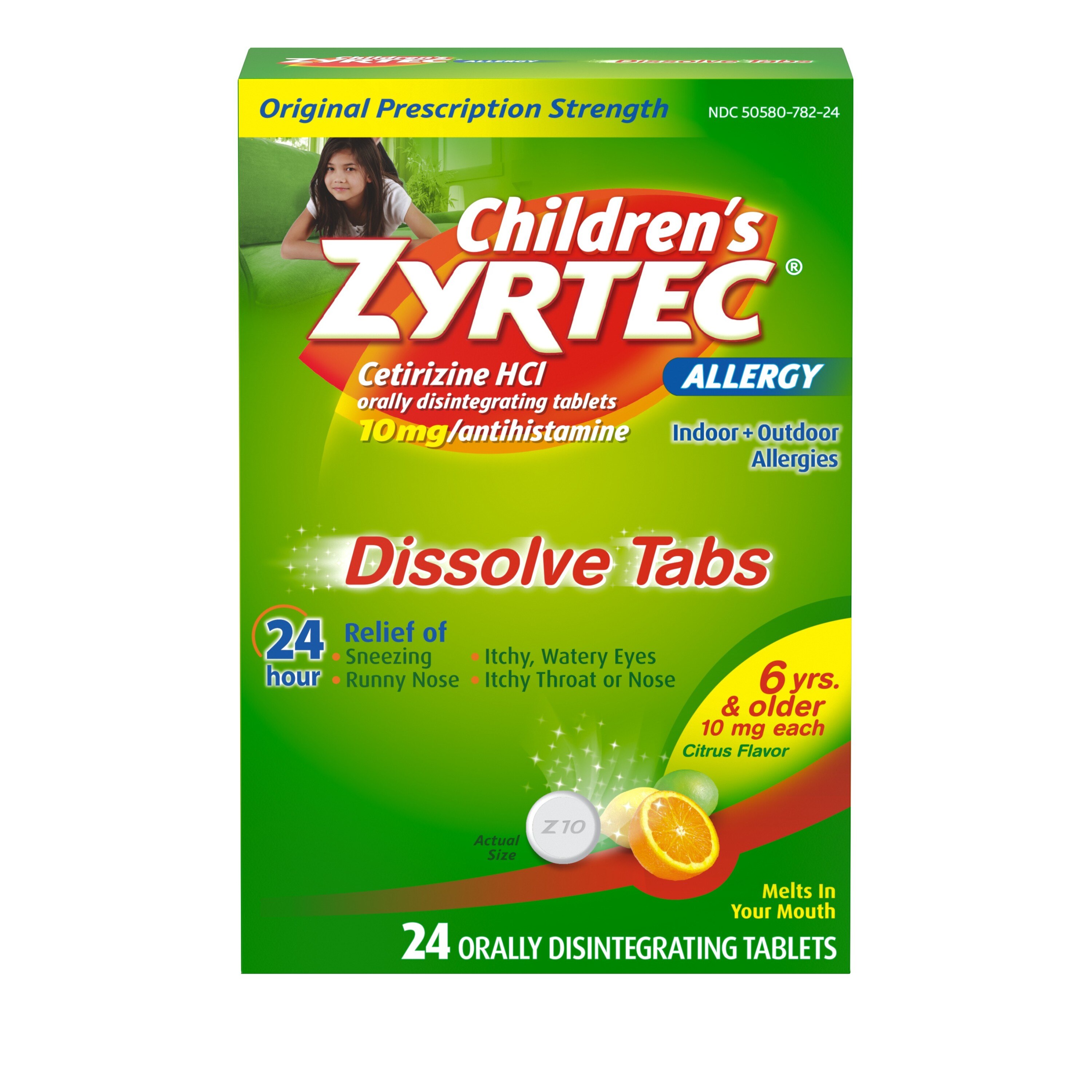 Zyrtec Allergy Relief Children Cetirizn10mg ODTab 24HrCitrus