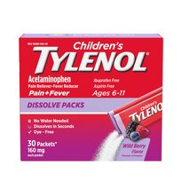 Children's Tylenol Acetaminophen Dissolve Packets, Wild Berry, 30 ct