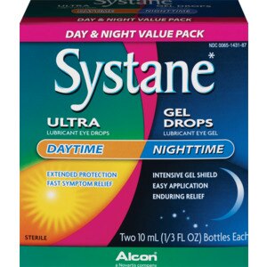 Systane Ultra Lubricant Eye Gel Drops, Day And Night Combo Pack, 0.33oz