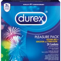 Durex Pleasure Pack Premium Lubricated Latex Condoms, 24 CT 