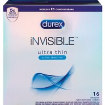 Durex Ultra Invisible Thin Lubricated Latex Condoms, 16CT