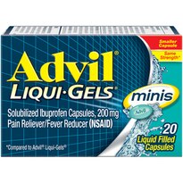 Advil Liqui-Gels Minis Pain Reliever and Fever Reducer, Ibuprofen 200mg, Fast Pain Relief