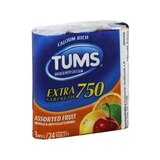 Tums Extra Strength Antacid with Calcium Assorted Fruit Chewable Tablets, thumbnail image 1 of 1