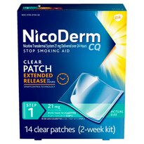 NicoDerm CQ Nicotine Patch, Clear, Step 1 to Quit Smoking, 21mg, 14 CT