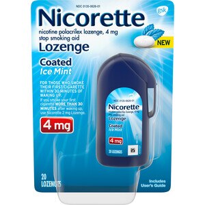 Nicorette Coated Nicotine Lozenge to Stop Smoking, 4 mg, Ice Mint, 20 CT