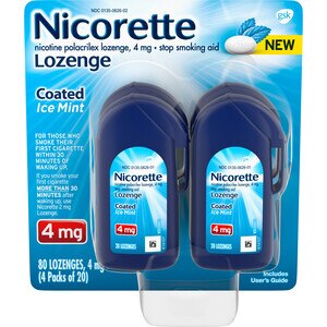 Nicorette Coated Nicotine Lozenge to Stop Smoking, 4 mg, Ice Mint, 80 CT