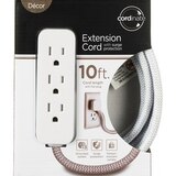 Cordinate Extension Cord 3 Outlets with Surge Protection, 10 ft, Gray/White, thumbnail image 1 of 1