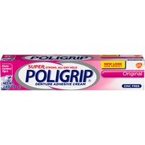 Super Poligrip Original Formula Zinc Free Denture Adhesive Cream, 2.4 OZ