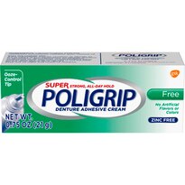 Super Poligrip Denture Adhesive Cream, Zinc-Free, No Artificial Flavors or Colors