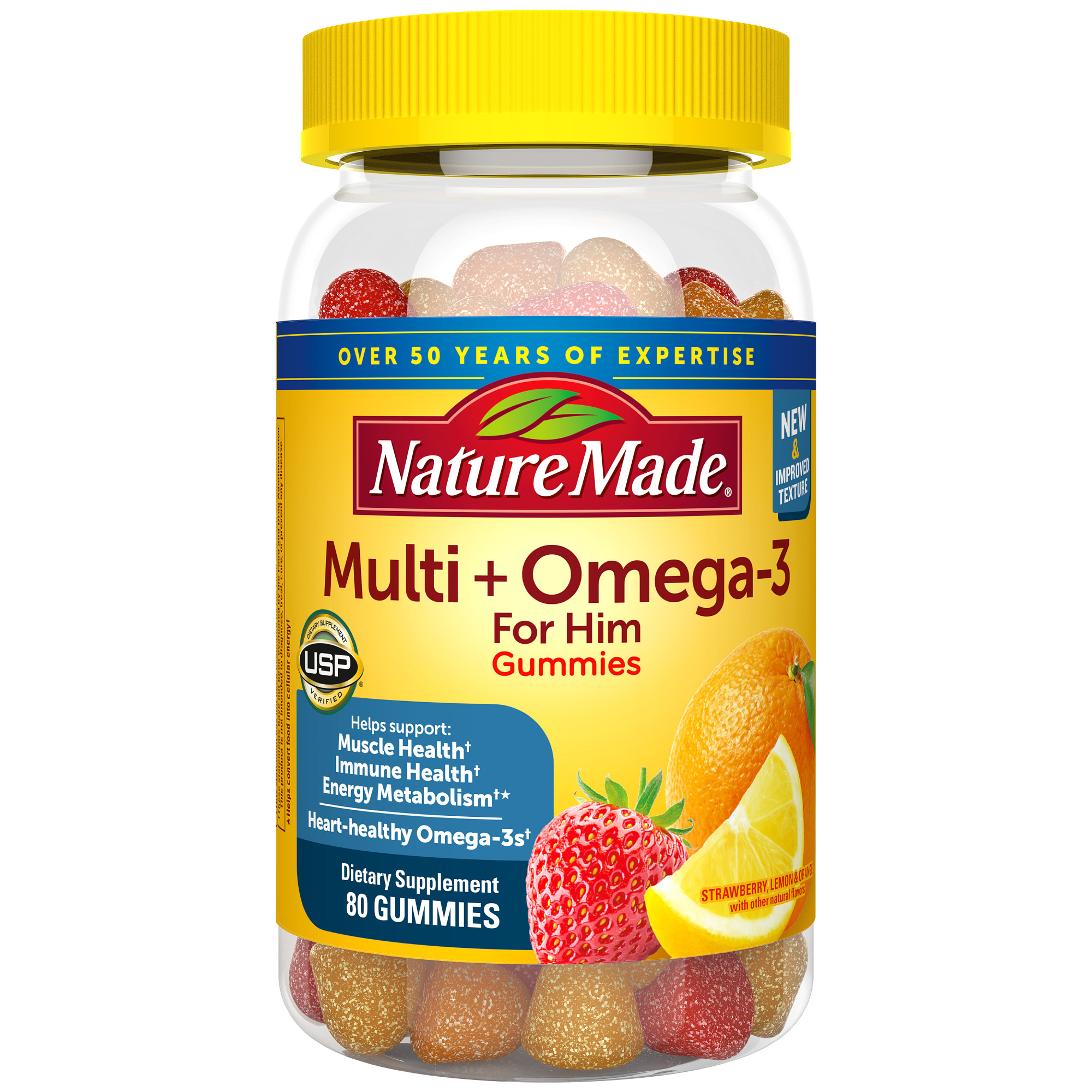Nature Made Multivitamin for Him + Omega-3 Adult Gummies, 80 CT