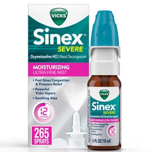 Vicks Sinex SEVERE Moisturizing Ultra Fine Mist Sinus Congestion Nasal Spray with Soothing Aloe, 0.5 fl OZ