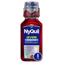 Vicks NyQuil SEVERE Cough Cold and Flu Nighttime Relief Berry Flavor Liquid - Relieves Nighttime Sore Throat, Fever, and Congestion