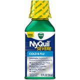 Vicks NyQuil SEVERE Cough Cold and Flu Nighttime Relief Liquid, 12 Fl OZ - Relieves Nighttime Sore Throat, Fever, and Congestion, thumbnail image 1 of 1