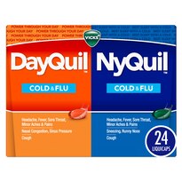 Vicks DayQuil & NyQuil Cough, Cold & Flu Relief Combo, 24 LiquiCaps (16 DayQuil, 8 NyQuil) - Relieves Sore Throat, Fever, and Congestion