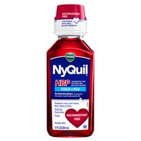 Vicks NyQuil, High Blood Pressure Cold & Flu Medicine, Relieves Headache, Fever, Sore Throat, Minor Aches & Pains, 12 Fl OZ, Cherry Flavor