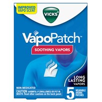 Vicks VapoPatch with Long Lasting Soothing Vicks Vapors for Adults & Children Ages 6+, 5 Count