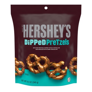 HERSHEY’S Dipped Pretzels in Milk Chocolate and Drizzled with Dark Chocolate, 8.5 OZ