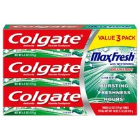 Colgate Max Fresh Toothpaste with Mini Breath Strips, Clean Mint - 6.0 Ounce (3 Pack)