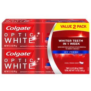 Colgate Optic White Icy Fresh Toothpaste Twin Pack, 3.5 OZ, 2 Pack