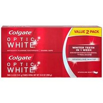 Colgate Optic White Whitening Toothpaste, Sparkling Mint, 5 OZ, Twin Pack