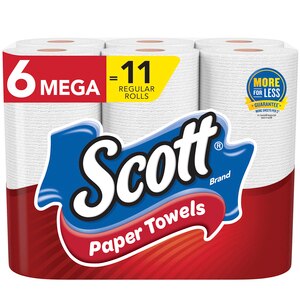 SCOTT CHOOSE-A-SIZE 6 BIG ROLLS 1-PLY PAPER TOWELS