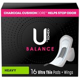 U by Kotex CleanWear Ultra Thin Heavy Flow Pads with Wings, Unscented, thumbnail image 1 of 3