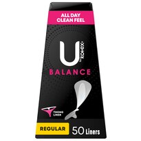 U by Kotex Barely There Liners, Thong, Light Absorbency, Fragrance-Free. 50 Count