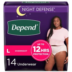 Depend Night Defense Incontinence Overnight Underwear for Women, L