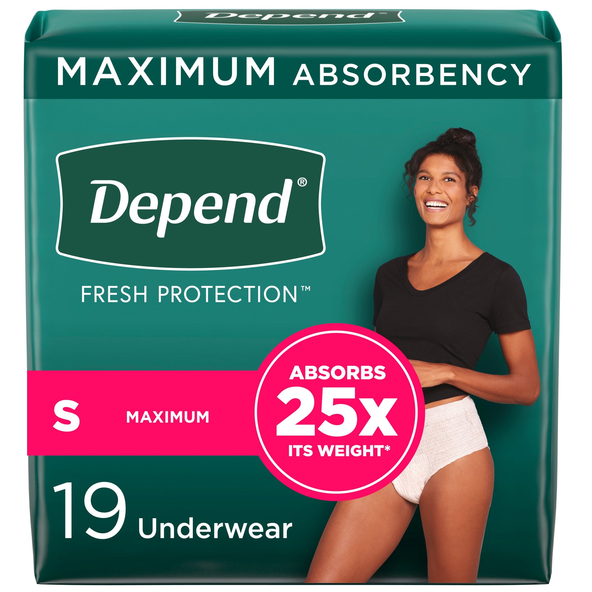 Depend FIT-FLEX Incontinence Underwear for Women, Maximum Absorbency, S, Blush