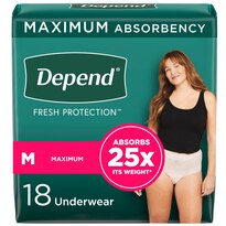 Depend FIT-FLEX Incontinence Underwear for Women, Maximum Absorbency, M, Blush (Packaging may vary)