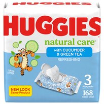 HUGGIES Refreshing Clean Baby Wipes, Disposable Soft Pack (3-Pack, 168 Sheets Total), Scented, Alcohol-free, Hypoallergenic