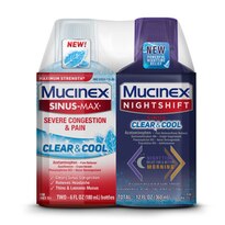 Mucinex Sinus-Max Severe Congestion & Pain Clear & Cool & Mucinex Nightshift Sinus Clear & Cool Liquid Combo Pack (2x6)