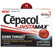 Cepacol InstaMax Sore Throat & Cough Drop LOZenges, Artic Cherry, 16CT